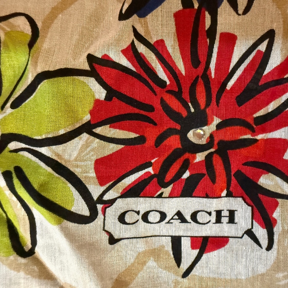 Coach Limited Edition Bumblebee and Flower Bandana Style Scarf